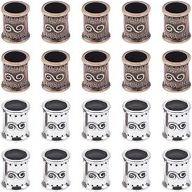 20Pcs 2 Colors Alloy Beads, Large Hole Beads, Column