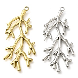 Ion Plating(IP) 304 Stainless Steel Big Pendants, Branch Charm