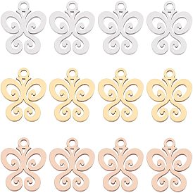 18 pcs 3 colores 304 dijes de acero inoxidable, mariposa