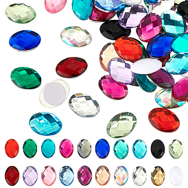 Fingerinspire 80Pcs 20 Colors Extra Large Jewelry Sticker, Acrylic Stick-On Cabochon, with Self Adhesive, Faceted, Oval