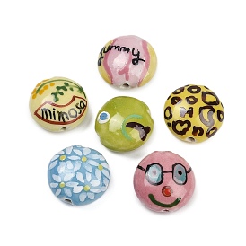 Фарфоровые бусины ручной работы, плоско-круглые, пастельный фарфор