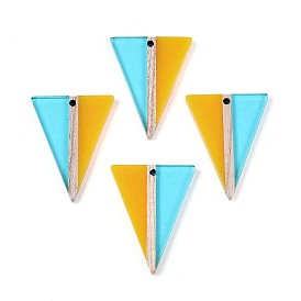 Прозрачные подвески из смолы и дерева, треугольные, два тона