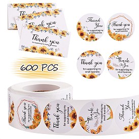 1 Roll Word Thank You Self Adhesive Paper Stickers, with 2 Bag Thank You Theme Card