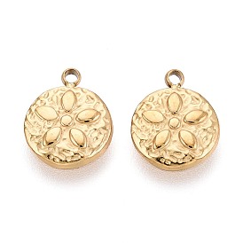 Кованые 304 подвески из нержавеющей стали, плоский круглый с цветными чарами, ионное покрытие (ip), долговечный