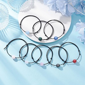 Смола имитация кошачьего глаза регулируемые браслеты для мужчин и женщин, круглые, с корейскими вощеный шнур полиэстера