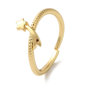 Star Rack Plating Brass Open Cuff Rings for Women, Long-Lasting Plated, Lead Free & Cadmium Free