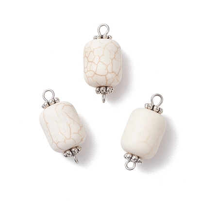 Подвески-соединители из синтетической бирюзы, с 304 двойными петлями из нержавеющей стали, белые