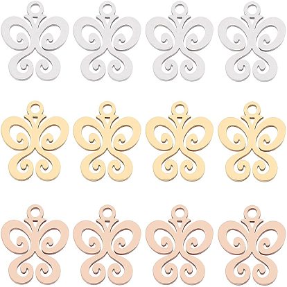 18 pcs 3 colores 304 dijes de acero inoxidable, mariposa