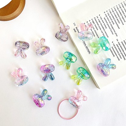 Прозрачных бусин акриловые треск, УФ-покрытие радужных бусин, кролик, градиент цвета, граненые