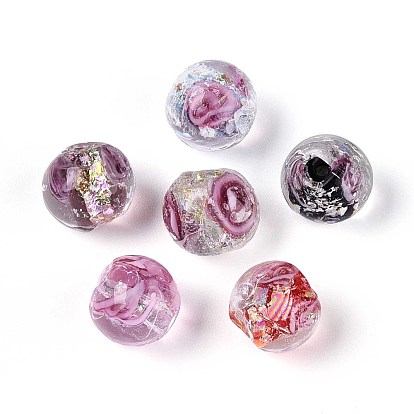 Ручной работы бусины фольги, круглая с цветком