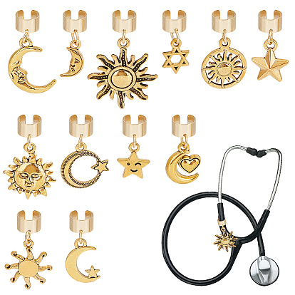 12 шт. подвеска-стетоскоп из сплава «солнце, звезда, луна», с 304 фурнитурой из нержавеющей стали