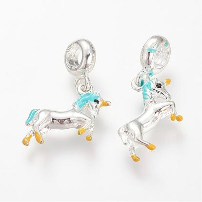 Alloy Enamel European Dangle Charms, Horse