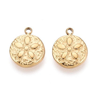 Кованые 304 подвески из нержавеющей стали, плоский круглый с цветными чарами, ионное покрытие (ip), долговечный