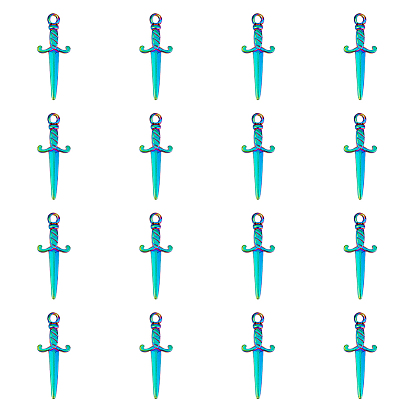 16 шт. ионное покрытие (ip) 201 подвески из нержавеющей стали, меч
