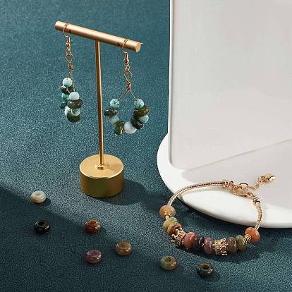 SUNNYCLUE Natural Gemstone European Beads, Large Hole Hole Beads, Rondelle