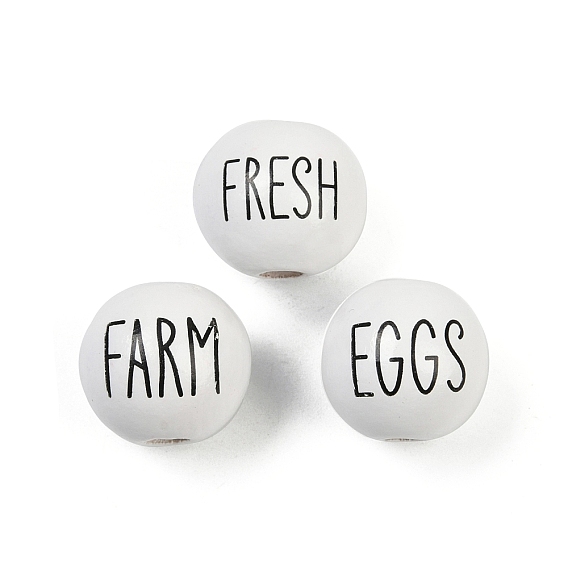 Спрей окрашены деревянные европейские бусины, бусины с большим отверстием, круглый со словом