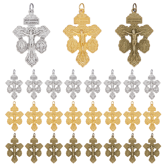 60 шт 3 стили сплав большие подвески, крест с изображением Иисуса