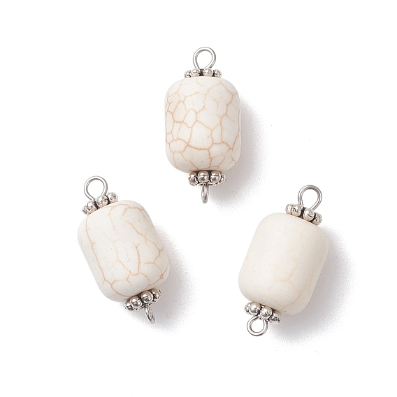 Подвески-соединители из синтетической бирюзы, с 304 двойными петлями из нержавеющей стали, белые