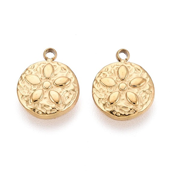 Кованые 304 подвески из нержавеющей стали, плоский круглый с цветными чарами, ионное покрытие (ip), долговечный