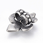 304 charmes de glissière en acier inoxydable / perles coulissantes, pour la fabrication de bracelets en cuir, fleur de lis