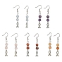 Серьги из натурального смешанного драгоценного камня, 304 серьги-капли из нержавеющей стали с лентами для ухода за раком молочной железы