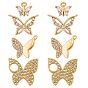 8Pcs 4 Style Brass Micro Pave Cubic Zirconia Pendants, Butterfly