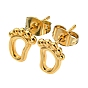 PVD Vacuum Plating 304 Stainless Steel Stud Earring for Women, Hollow Footprint