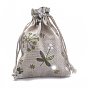 Polycotton(Polyester Cotton) Packing Pouches Drawstring Bags, with Printed Flower