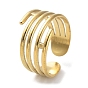 304 Stainless Steel Open Cuff Rings, High Polished Multi Lines