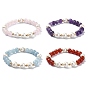 Natural Mixed Gemstone & Pearl Beaded Stretch Bracelet for Women