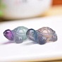 Natural Fluorite Carved Healing Tortoise Figurines, Reiki Stones Statues for Energy Balancing Meditation Therapy, Random Color