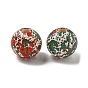 Spray Paint Schima Wood Bead, Round, Christmas Theme