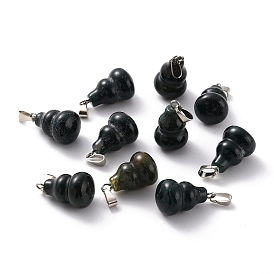 Gemstone Pendants, with Brass Loops and Snap on Bails, Long-Lasting Plated, Platinum, Gourd/Calabash