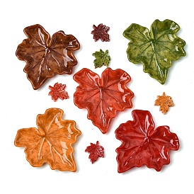 Непрозрачные кабошоны из смолы, кленового листа