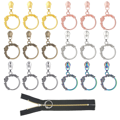 18 шт. 6 цветные застежки-молнии из сплава с подвеской в виде венка, для багажа чемодан рюкзак куртка сумки пальто