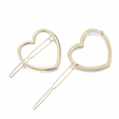 Alloy Hollow Geometric Hair Pin, Ponytail Holder Statement, Hair Accessories for Women, Cadmium Free & Lead Free, Heart