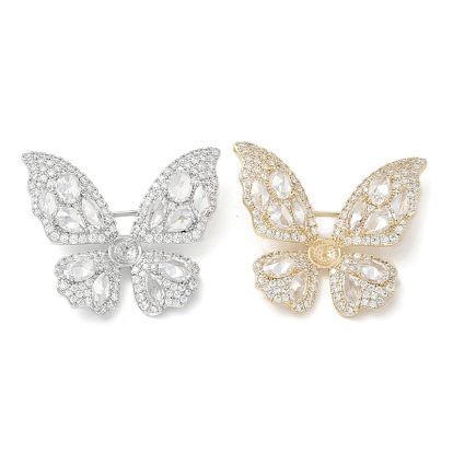 Бабочка латунные фианиты броши