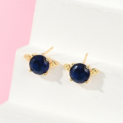 Серьги-гвоздики из латуни и стекла в форме летучей мыши для женщин, без кадмия и без свинца, долговечный, стойки покрытие