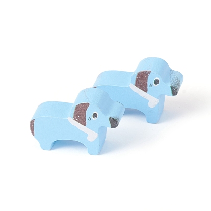 Natural Wood Beads, Undrilled/No Hole Beads, Dog