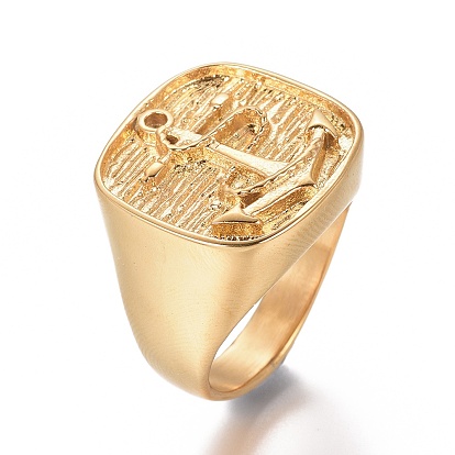 Men's Ion Plating(IP) 304 Stainless Steel Finger Rings, Anchor