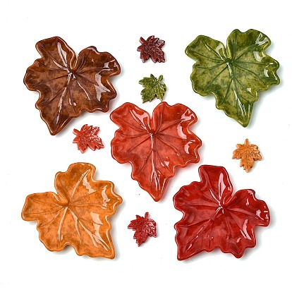 Непрозрачные кабошоны из смолы, кленового листа