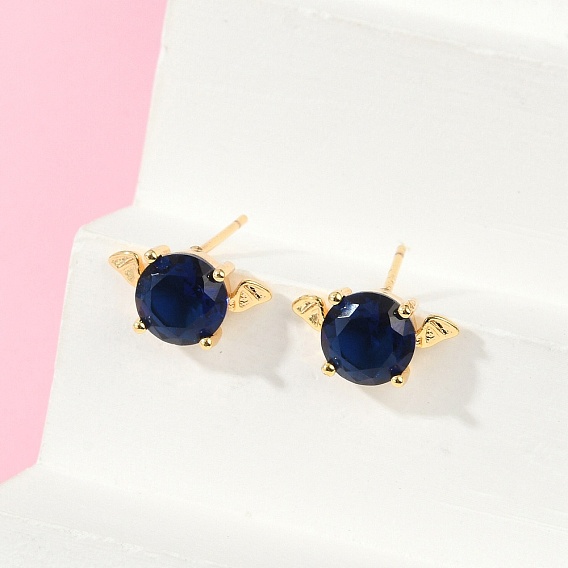 Серьги-гвоздики из латуни и стекла в форме летучей мыши для женщин, без кадмия и без свинца, долговечный, стойки покрытие