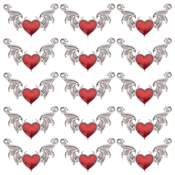 30шт. Хэллоуин сплав эмалированные соединительные подвески, огненный кирпич, злое сердце связано с крыльями