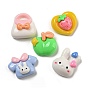 Rabbit Theme Opaque Resin Decoden Cabochons, Bag & Rabbit & Apple, Mixed Shapes