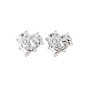 304 Stainless Steel Stud Earring Findings, with Ear Nuts, Loop and Crystal Rhinestone, Heart