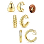 3 пары латунных серег-манжет, с силиконовым, каплевидной и С-образной формы