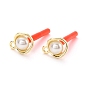 Alloy Stud Earring Findings, with 925 Sterling Silver Pin and ABS Plastic Imitation Pearl, with Loop, Twist