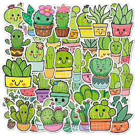 50Pcs PVC Self-Adhesive Cactus Stickers, Waterproof Plant Decals for Suitcase, Skateboard, Refrigerator, Helmet, Mobile Phone Shell
