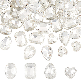 64 шт. 4 стиль стеклянные кабошоны со стразами, задние и задние, прямоугольник и капля, сердце и овал