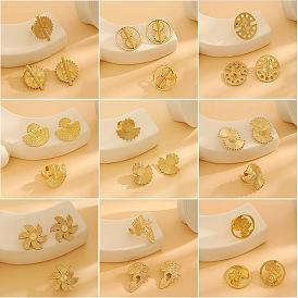 Серьги-гвоздики и кольца-манжеты из сплава, золотые